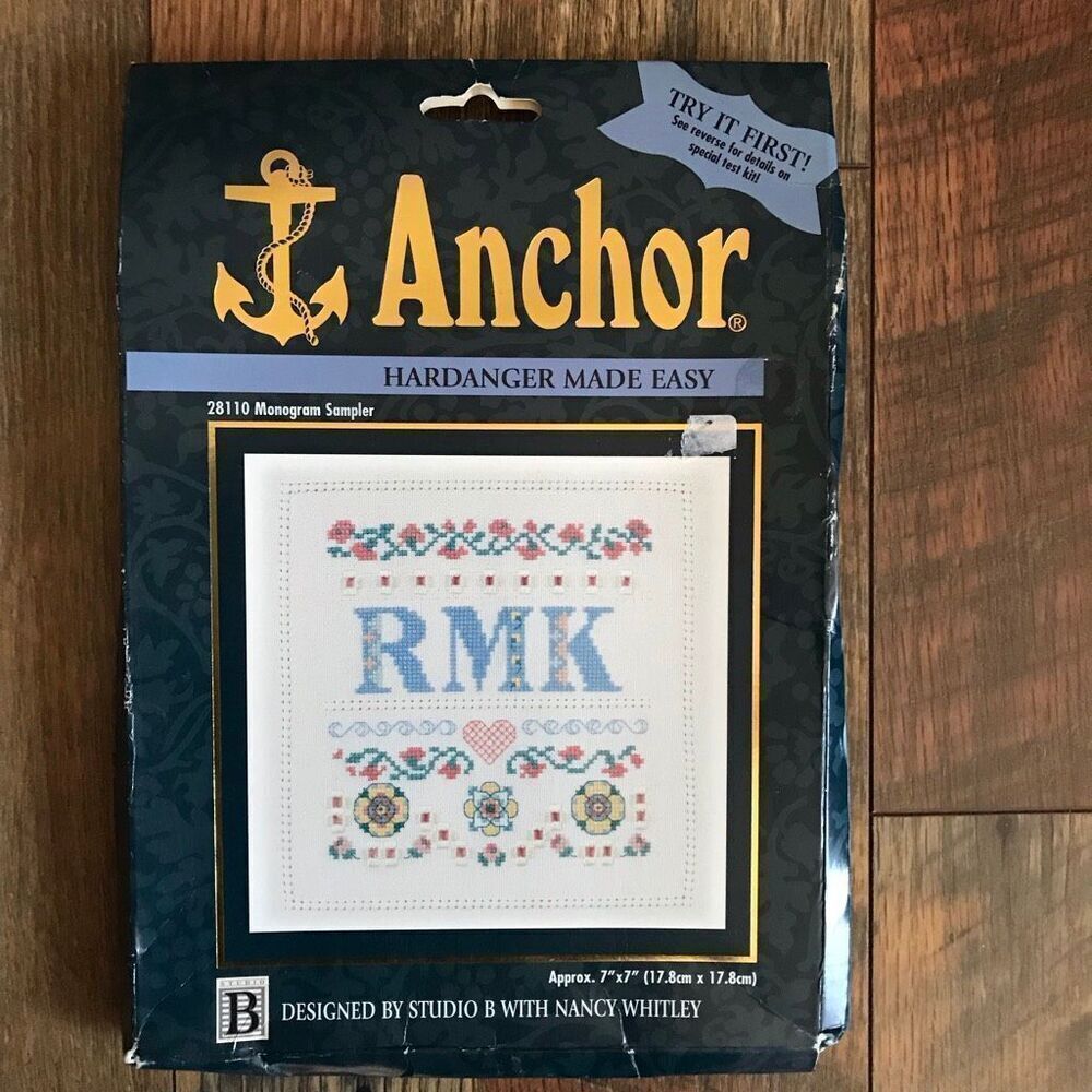 Anchor hardanger made easy monogram sampler 28110 cross stitch New old stock